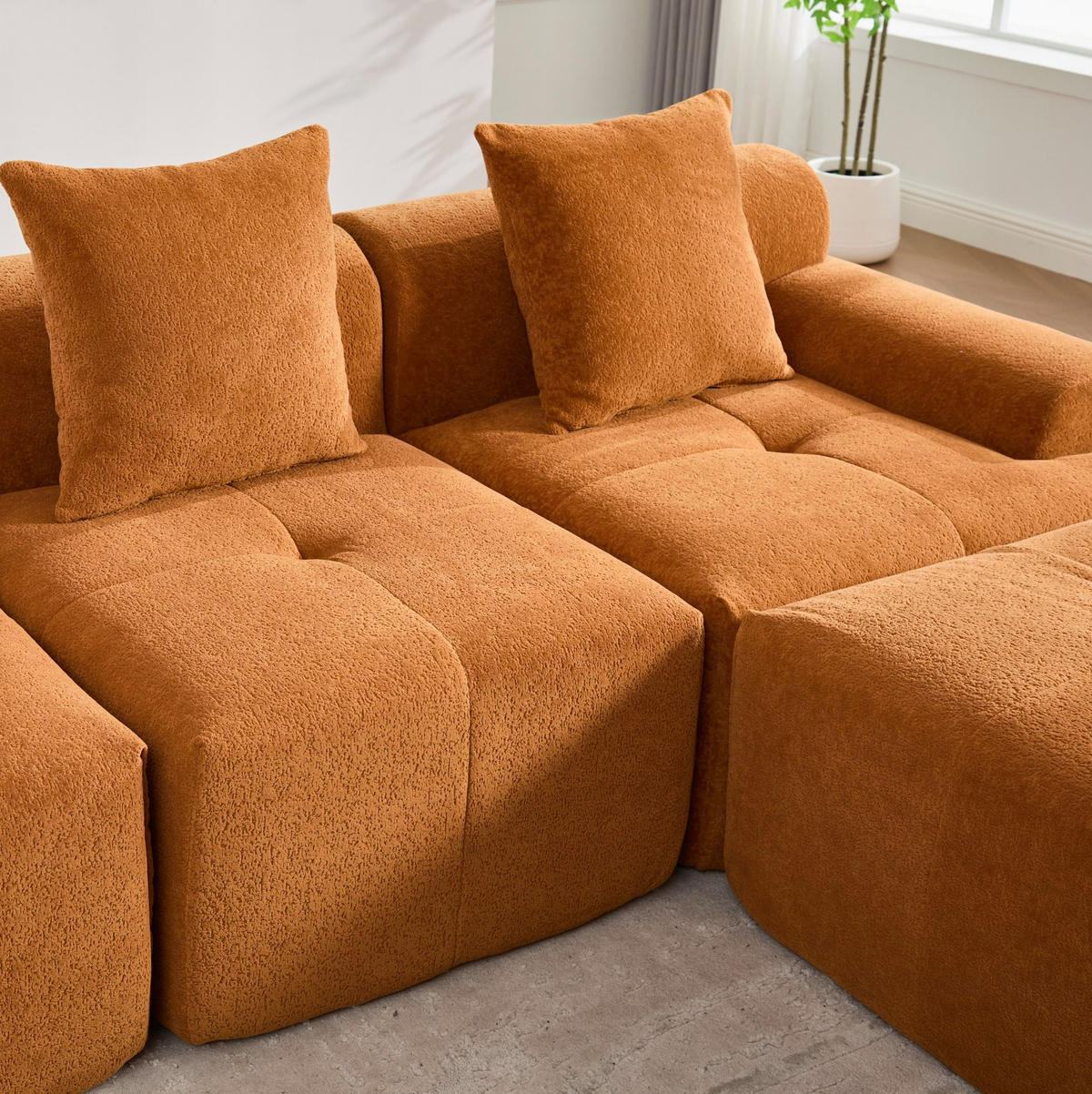 ECKSOFA 97/100/68 cm Orange aus Kordstoff mit Memory-Schaum - Orange, Textil (100/97cm) - OKMYHOME