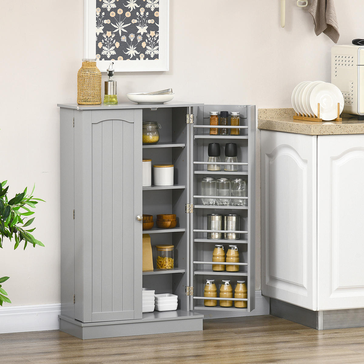 MEHRZWECKSCHRANK DE-11151 5 Böden Grau - Grau, Holzwerkstoff (30/104/60cm) - ComfortXL