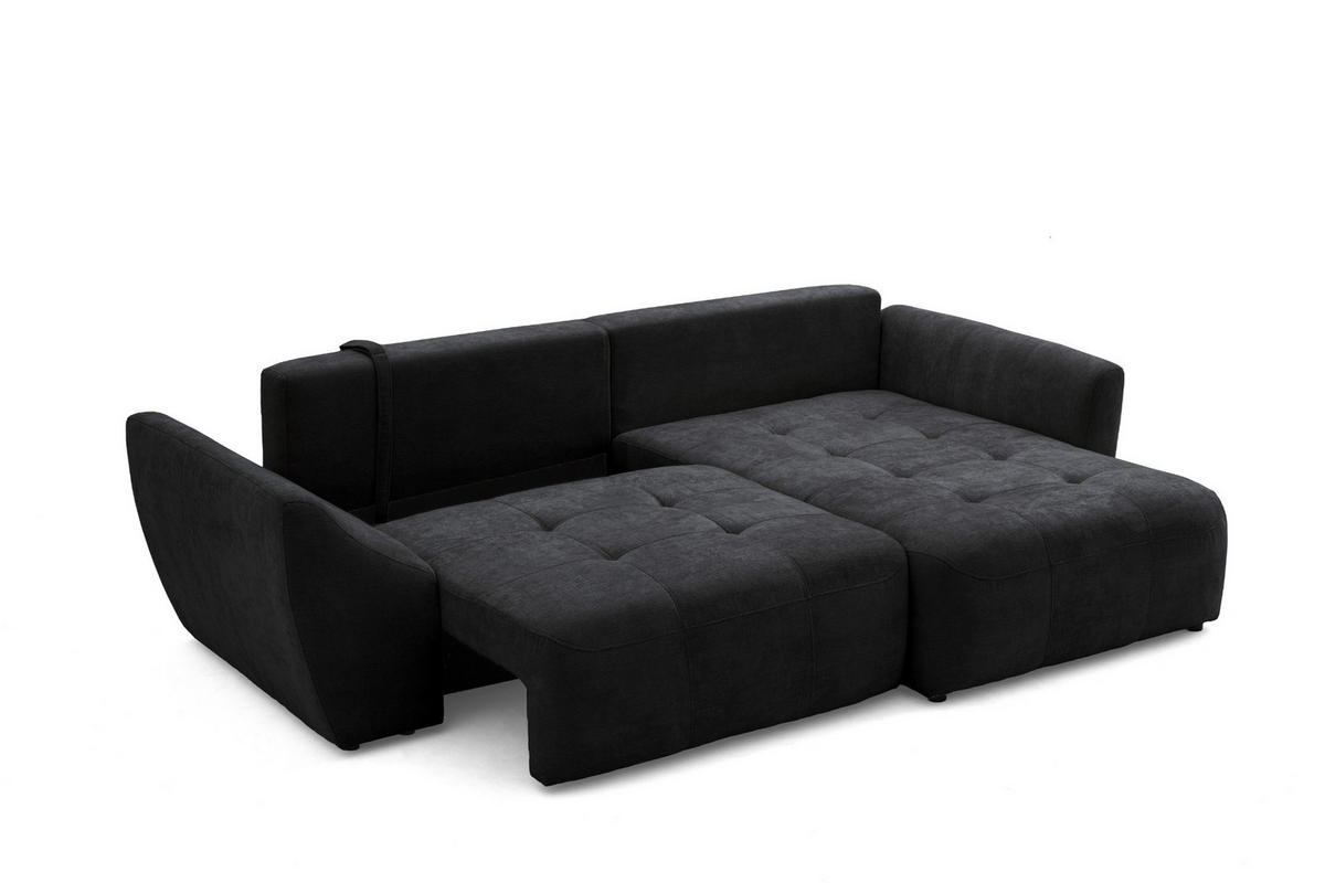 ECKSOFA NICE L Rechts mit Schlaffunktion 137x204 Chenille Anthrazit - Anthrazit/Schwarz, Holz/Textil (165/260cm) - Muffo