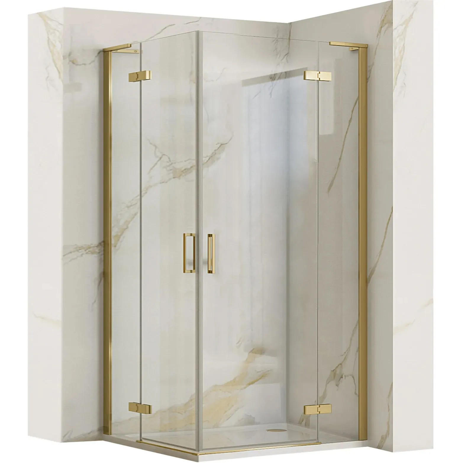 DUSCHKABINE Rea Hugo 90x90 Gold Brush - Goldfarben, Glas (88/88/200.5cm) - REA