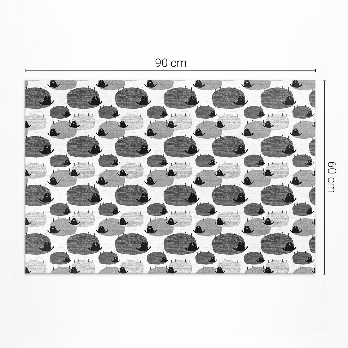 TEPPICH 60x90 cm Gemalte Schafe Regelmäßiges Muster - Schieferfarben, Kunststoff (60/90cm) - Wallfluent