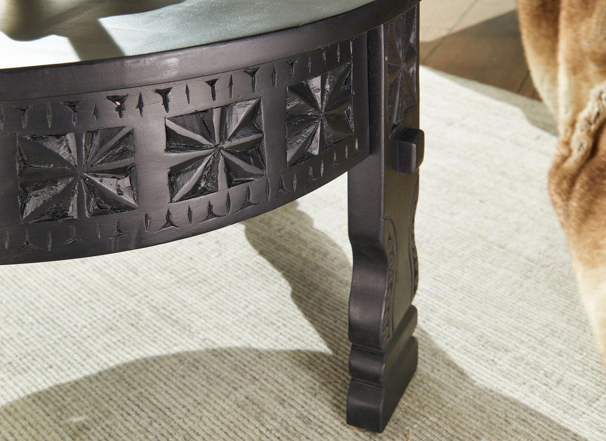 COUCHTISCH Orientalisch in Schwarz, Lackiertes Massivholz, Handgefertigt - Schwarz, Holz (60/60/36cm) - KADIMA DESIGN