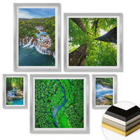WANDBILDER 5er Set - 50x50 cm & 20x30 cm & 40x60 cm Silberner Rahmen - Strandwellen, Himmelsbrücke, Spaziergang - Silberfarben, Kunststoff (40/60cm) - ArtPrintCave