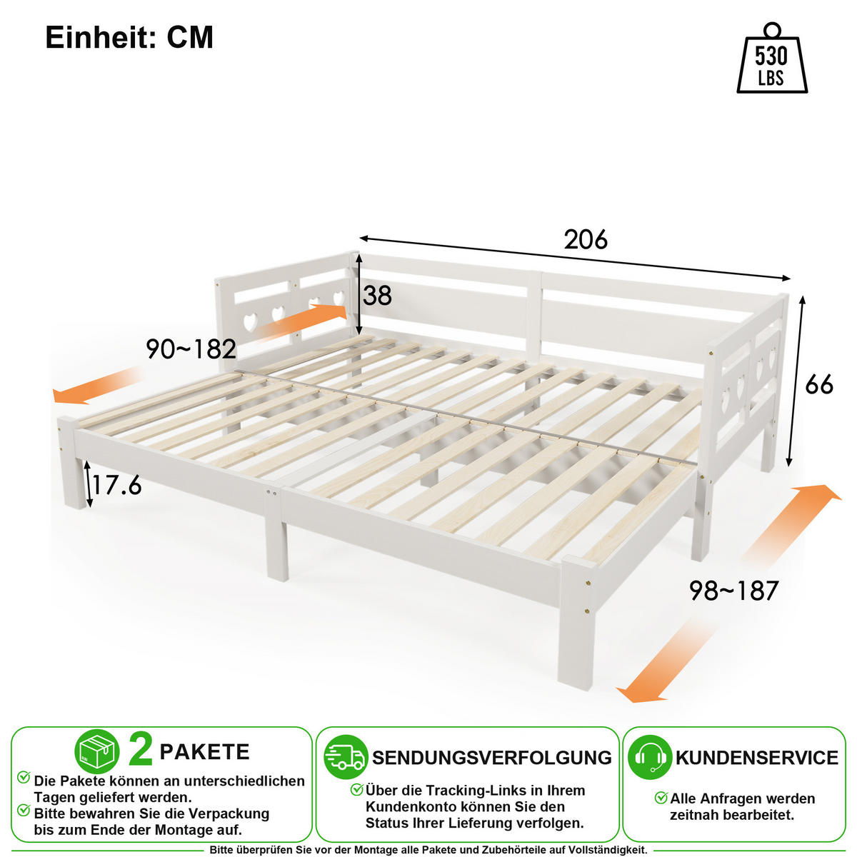 DENNÍ POSTEL 90/200 cm v bílé barvě s výsuvnou druhou spací plochou - bílá, dřevo/kompozitní dřevo (90/200cm) - CHICFURN