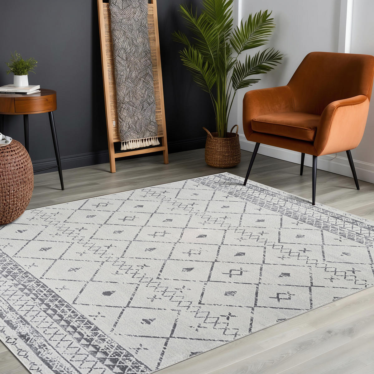 KURZFLORTEPPICH 120x170 cm Weiß - Grau, Naturmaterialien/Textil (120/170cm) - LIVABLISS