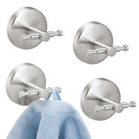 DOPPEL-WANDHAKEN 4er Set PIAZZA, Edelstahl - Edelstahlfarben, Metall (6/6/6cm) - bremermann
