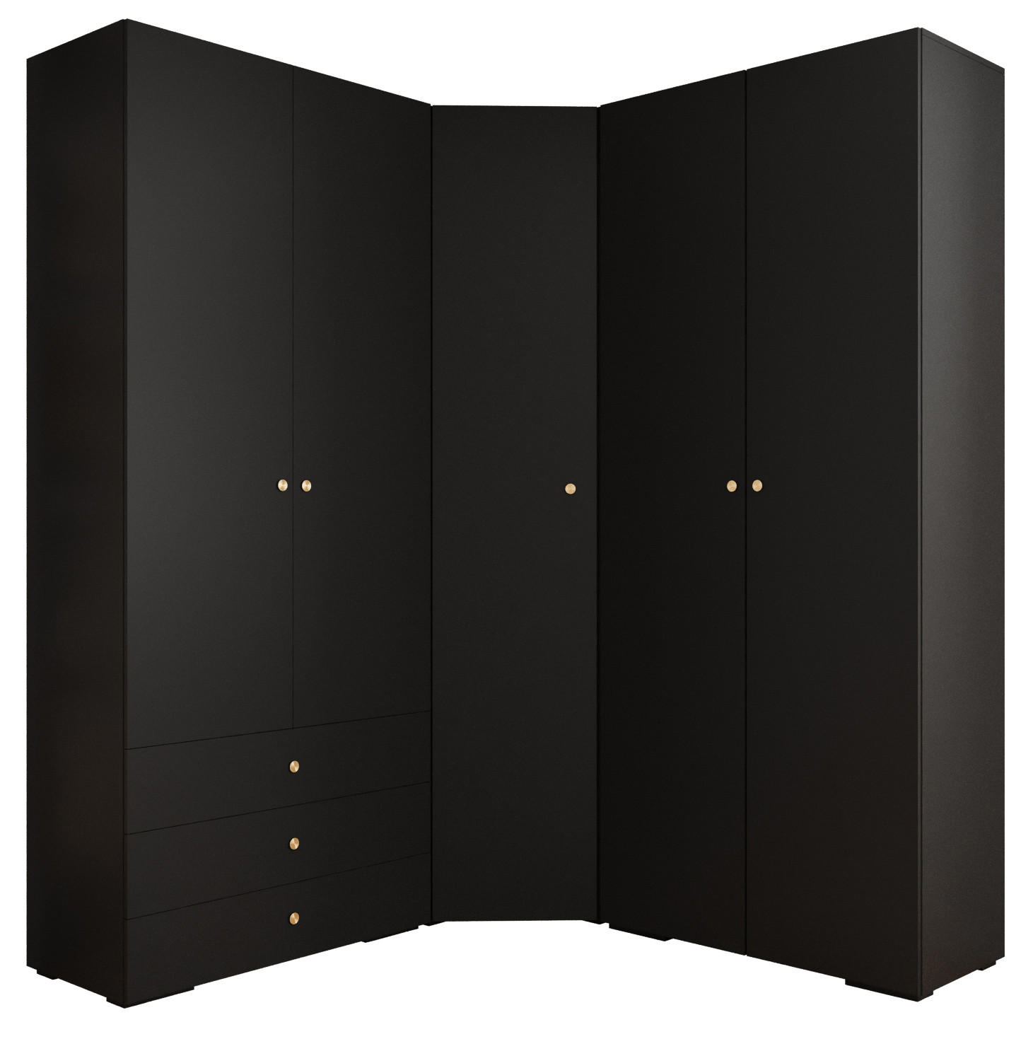 Abiks Möbel Garderoben-Set Schwarz, Gold 181.7x236.7x47 cm