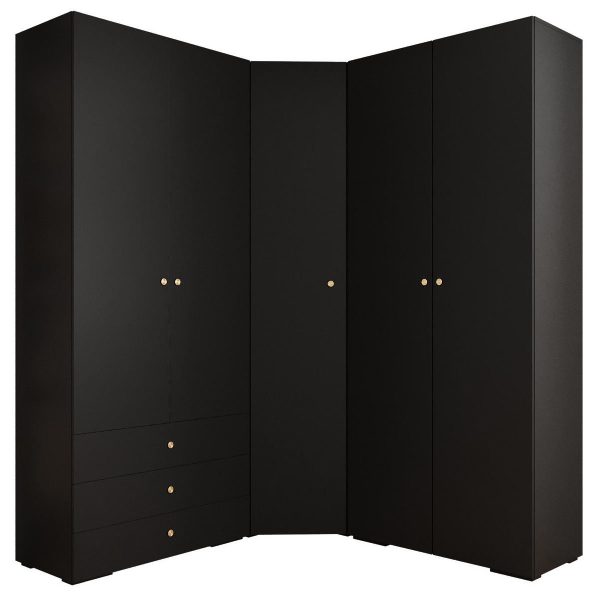 GARDEROBEN-SET 236,7/181,7/47 - Goldfarben/Schwarz, Holz/Kunststoff (181.7/236.7/47cm) - Abiks Möbel