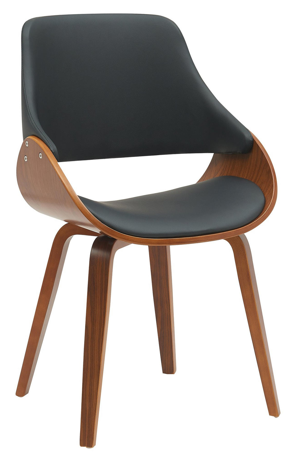 ESSZIMMERSTUHL Lederlook walnuss/schwarz - Walnussfarben/Schwarz, Holz/Textil (52/86/54cm) - CLP