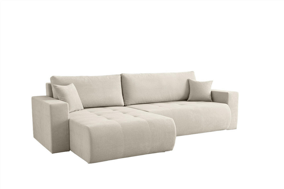 ECKSOFA Armari Mit Schlaffunktion - Creme, Holzwerkstoff/Textil (277/154cm) - Fun Möbel