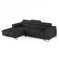 ECKSOFA CLOUD Links Dunkelgrau L-Form Bouclé-Stoff mit Schlaffunktion und Bettkasten - Chromfarben/Dunkelgrau, Holz/Metall (235/275cm) - Barchello