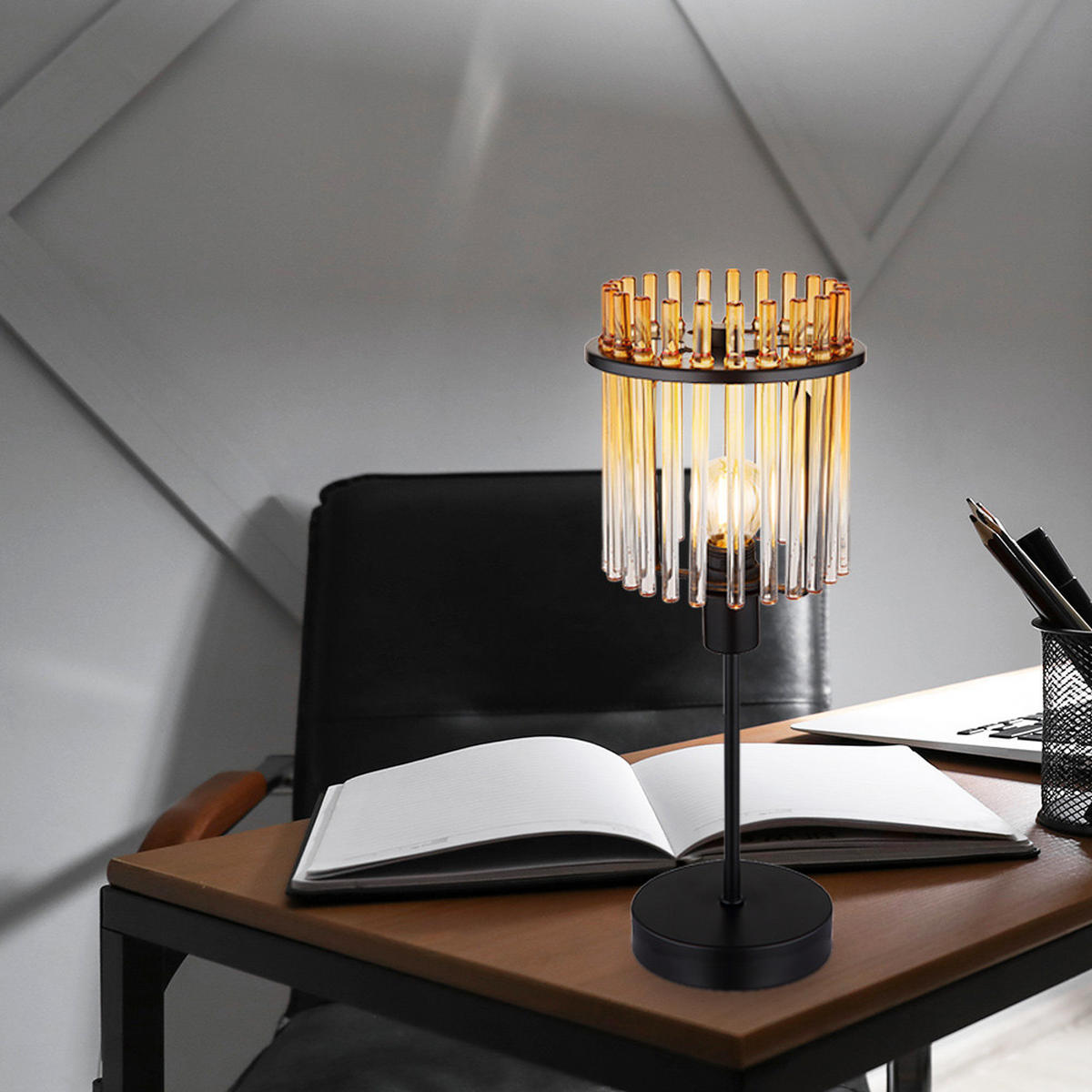 LED TISCHLEUCHTE Metall Orange - Orange, Glas (15/15/37.5cm) - Globo Lighting