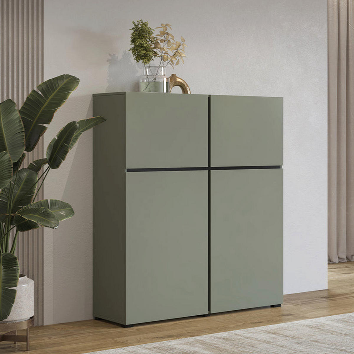 SIDEBOARD Lilia Grün - Grün, Holzwerkstoff (119/139/40cm) - Petits-meubles
