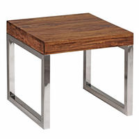 COUCHTISCH Massivholz Metallgestell Pflegeleicht, Braun 45x45x40 cm - Silberfarben/Braun, Holz/Metall (45/45/40cm) - KADIMA DESIGN