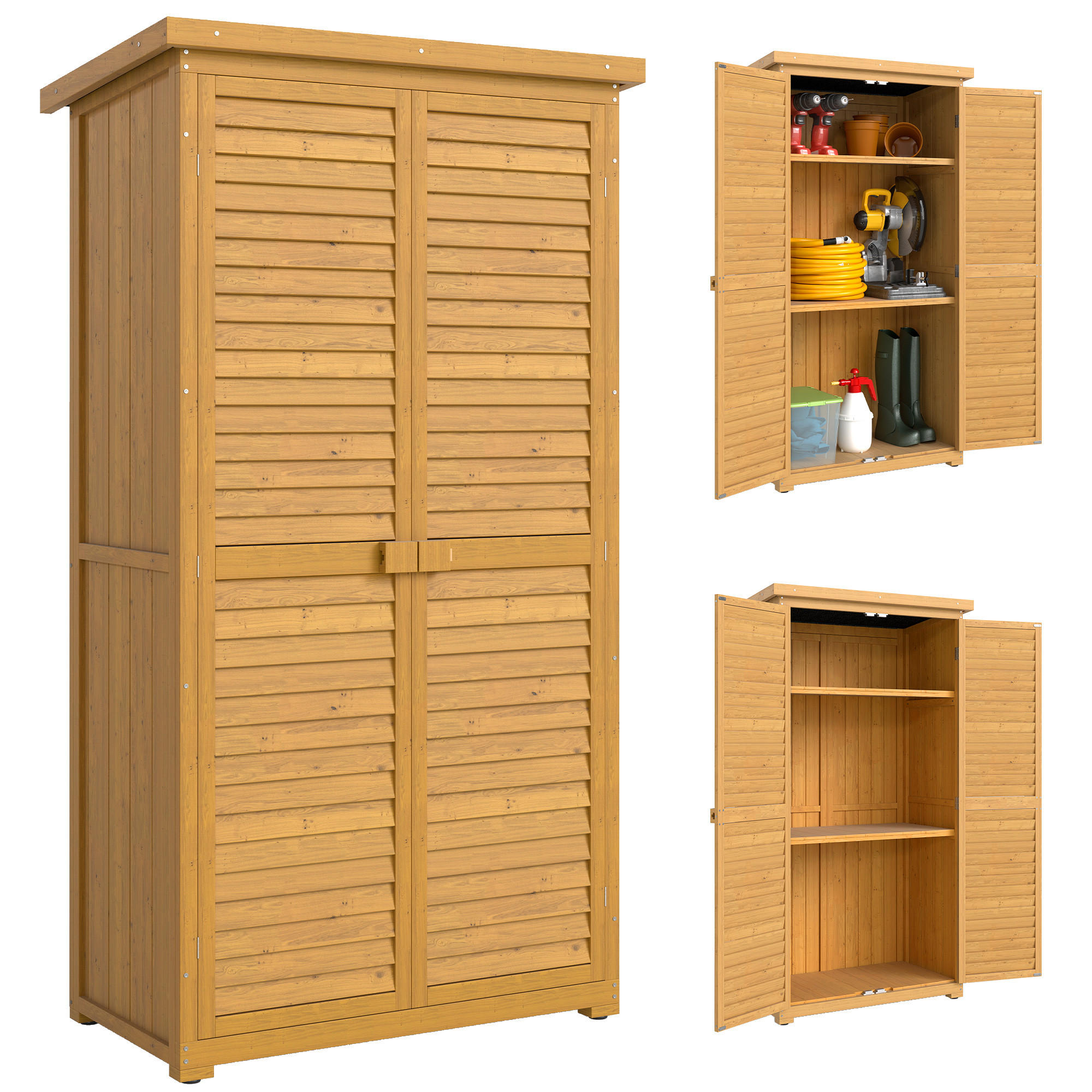 GERÄTESCHUPPEN DE-17605 2 Jalousietüren mit Bitumendach Naturholz - Naturfarben, Holz (87/160/46.5cm) - ComfortXL