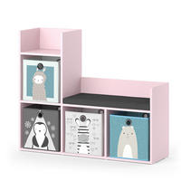 KINDERREGAL Luigi Rosa 107.2 x 88.6 cm mit 2 Faltboxen (grau) - Pink, Holzwerkstoff (107.2/88.6/30.9cm) - Vicco