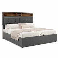 POLSTERBETT mit Stauraum & USB 160x200 cm Leinen Grau inkl. Matratze - Grau, Metall (160/200cm) - Meubliv