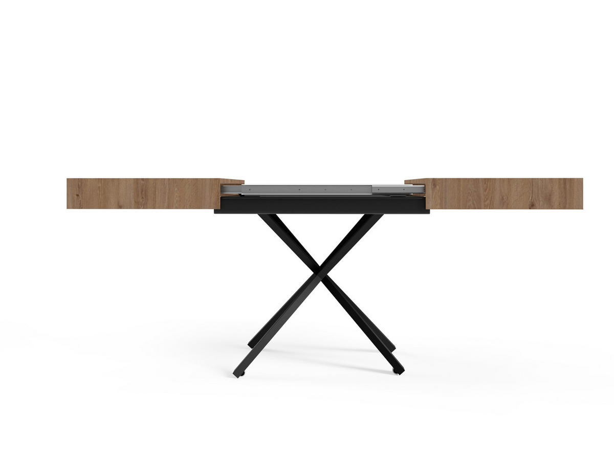 COUCHTISCH SANNA X - Trüffeleichefarben/Schwarz, Holzwerkstoff/Metall (80/120/27cm) - Meblini
