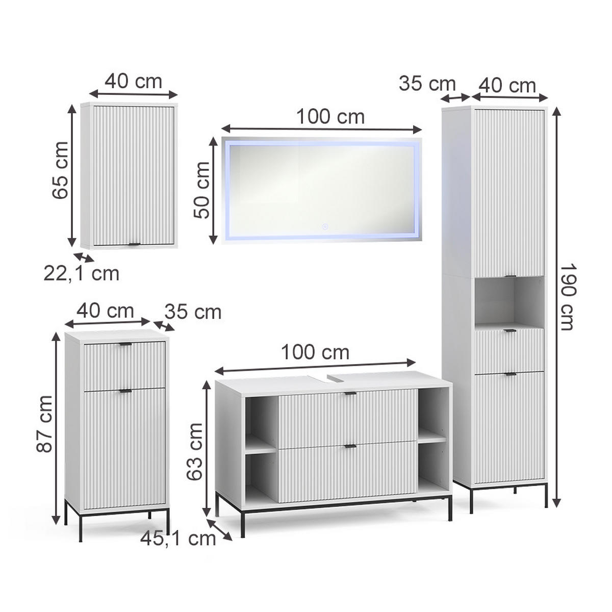 KOUPELNOVÝ NÁBYTEK Eliza Bílá - bílá, kompozitní dřevo (100/63/45.1cm) - Vicco