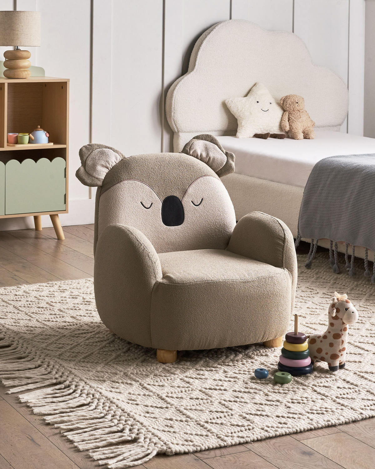 KINDERSESSEL Koala Stoff Taupe Hervik - Taupe, Textil (55/63/49cm) - Beliani