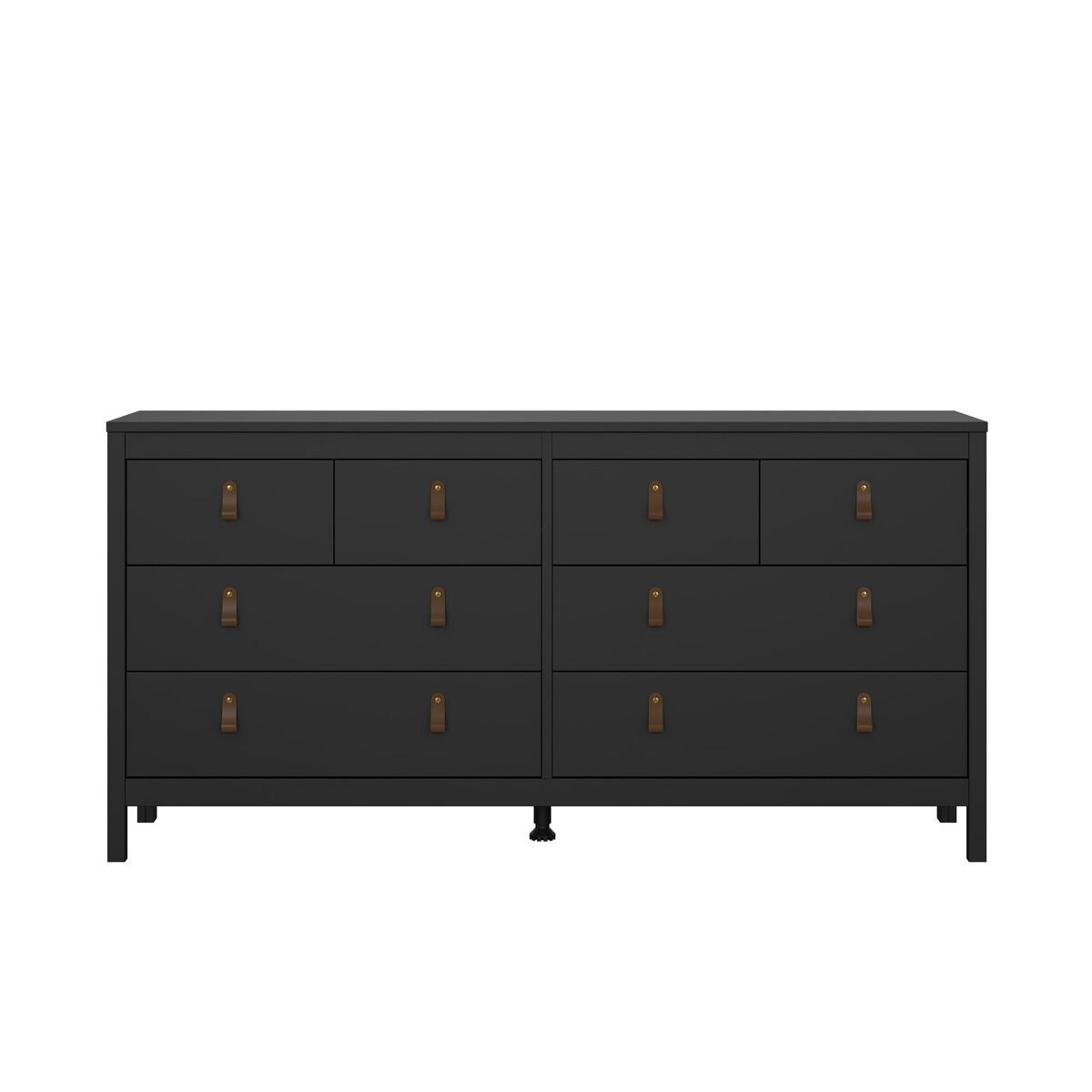 DOPPELTE Kommode mit 8 Schubladen matt schwarz barcelone 159,6/38,4/79,7 cm - Schwarz, Holzwerkstoff (38.4/79.7/159.6cm) - Calicosy