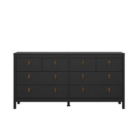 DOPPELTE Kommode mit 8 Schubladen matt schwarz barcelone 159,6/38,4/79,7 cm - Schwarz, Holzwerkstoff (38.4/79.7/159.6cm) - Calicosy