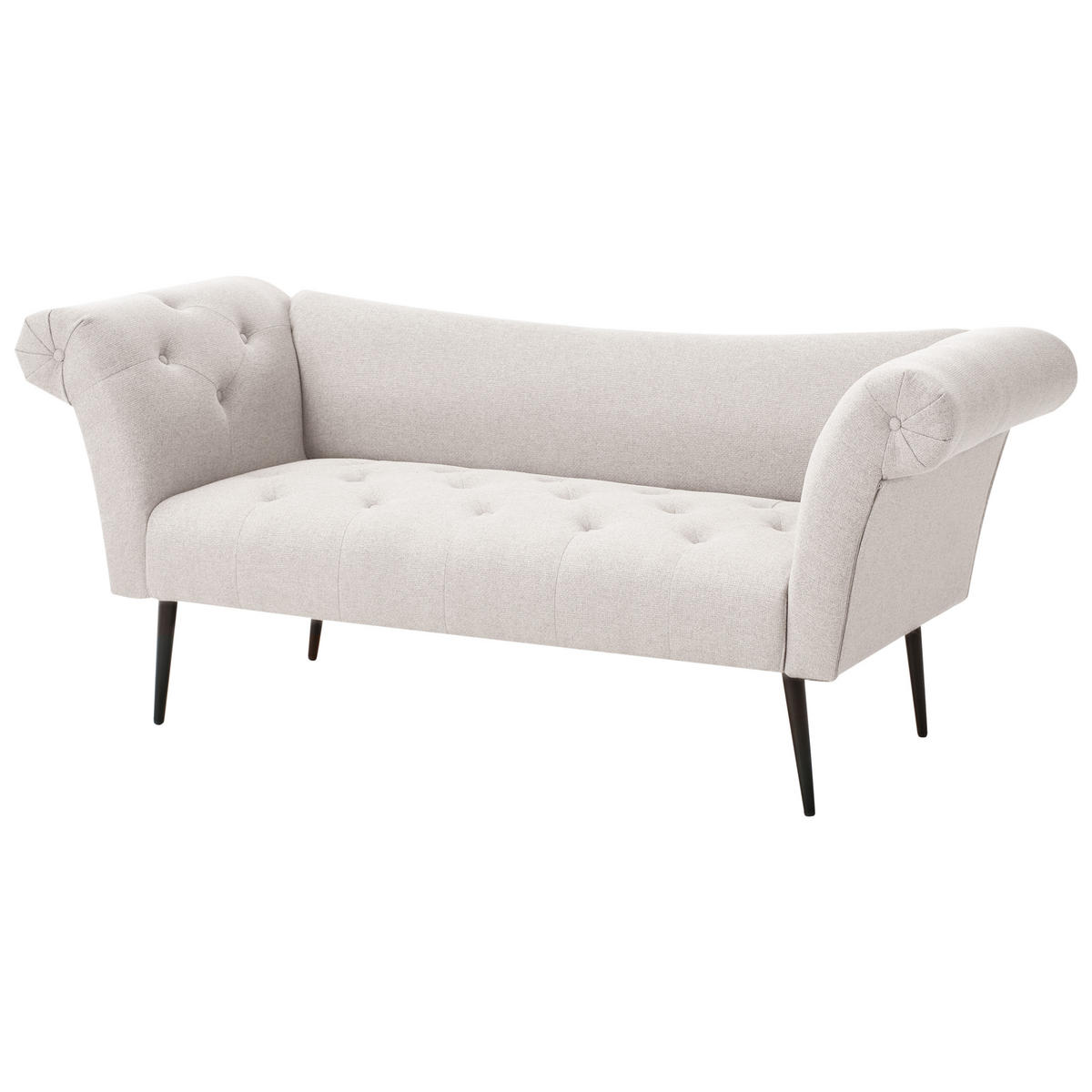 ČALOUNĚNÉ LEHÁTKO CHAISE LONGUE Látka Světle béžové Nantilly - černá/béžová, textil (175/76/69cm) - Beliani