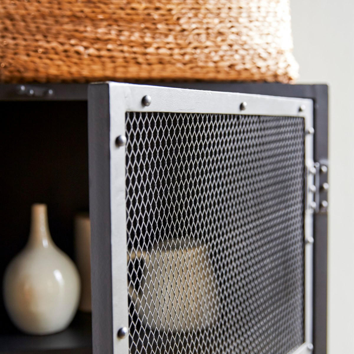 GESCHIRRSCHRANK Alma Schwarz aus Metall - Schwarz, Metall (60/175/35cm) - Tikamoon