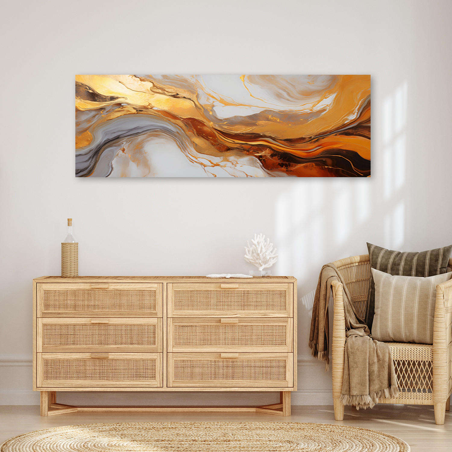 WANDBILD textur gold kupfer abstraktion - Goldfarben, Textil (90/30cm) - Feeby