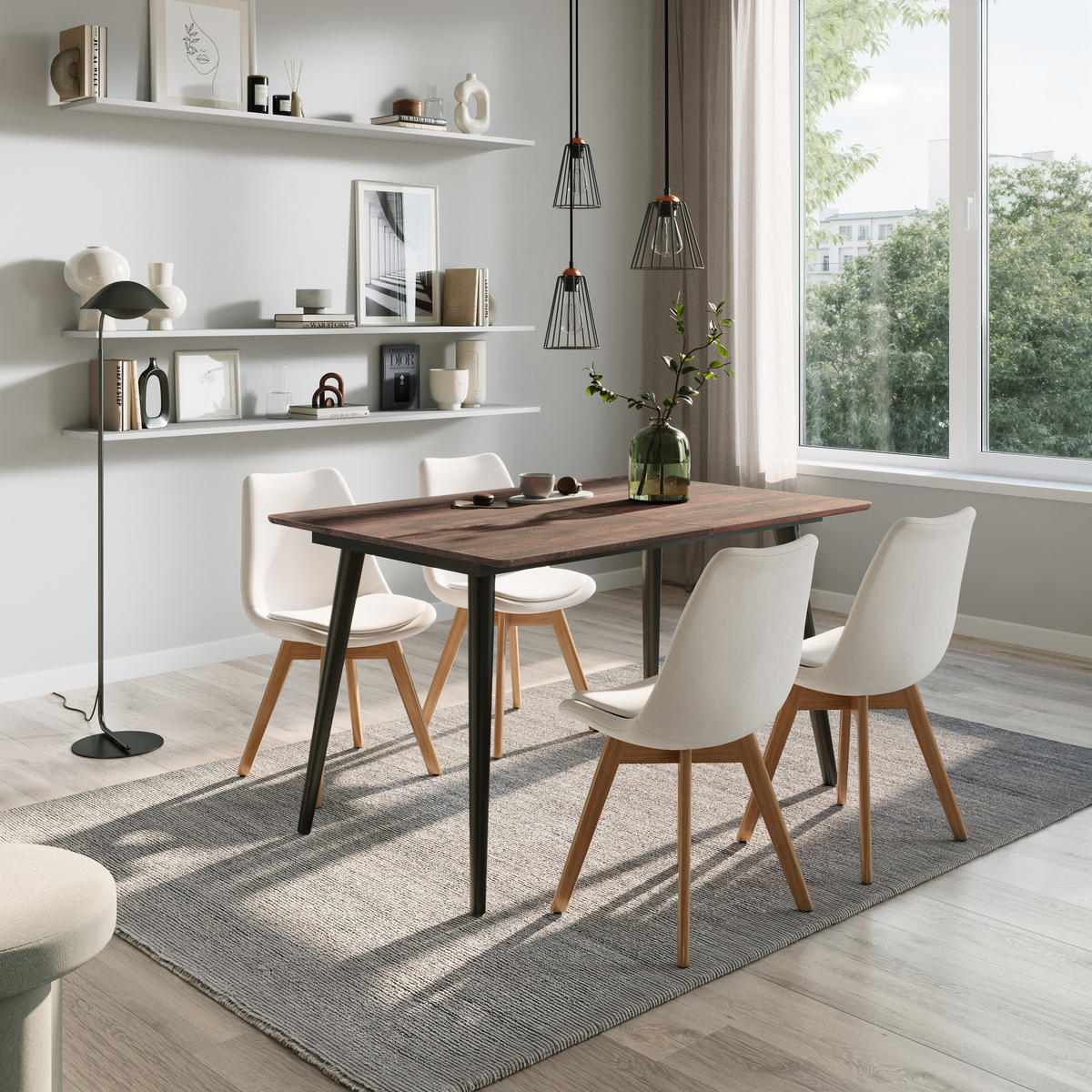 ESSTISCH ausziehbar von 120 bis 160 cm in Eiche dunkel - Dunkelbraun, Holzwerkstoff (80/120/75cm) - Home Collective