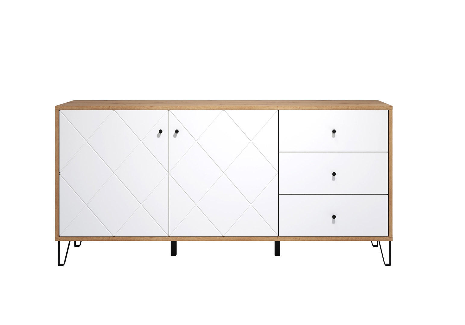 SIDEBOARD weiß - Eiche Wotan, Holzwerkstoff (183/76/40cm) - ebuy24