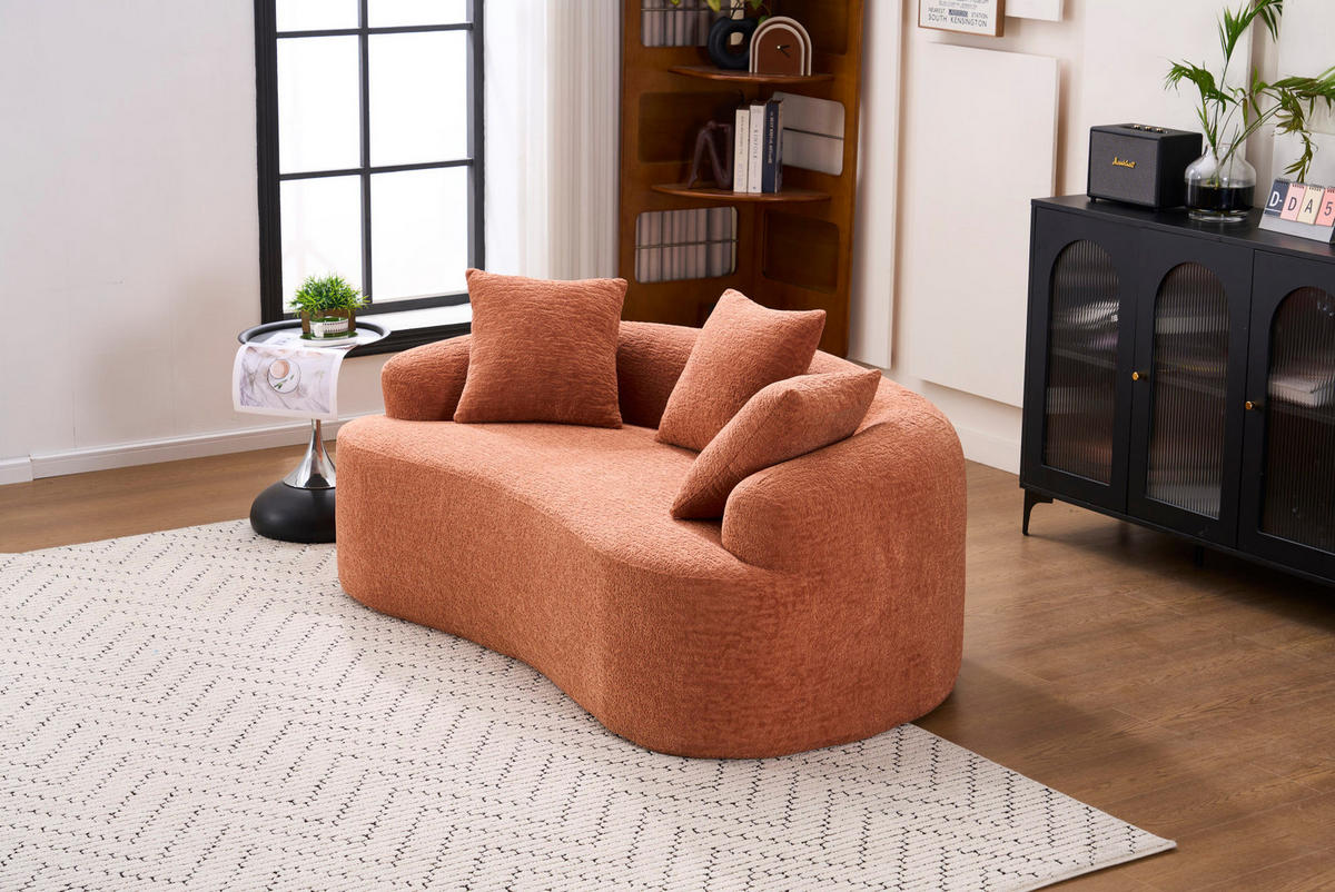 SOFA 2-Sitzer extra tiefe Sitzfläche Chenille Coral - Braun, Kunststoff (153/63/94cm) - Meubliv