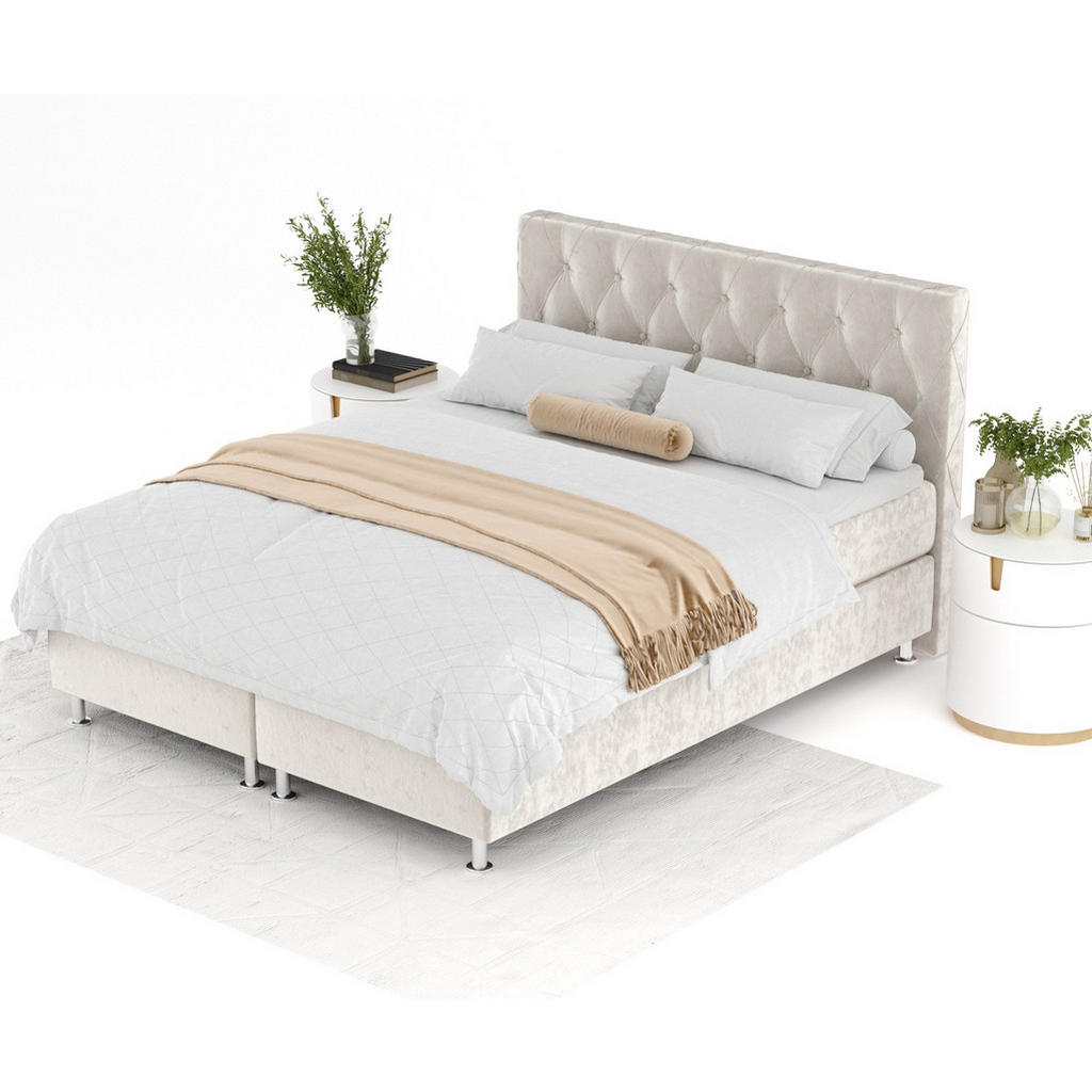 Thumbnail - Maison de Reve Boxspringbett, Ecru, Textil, Buche, Kiefer, H3, Höhe ca. 21 cm, 160x200 cm, Oeko-Tex® Standard 100, FSC 1...