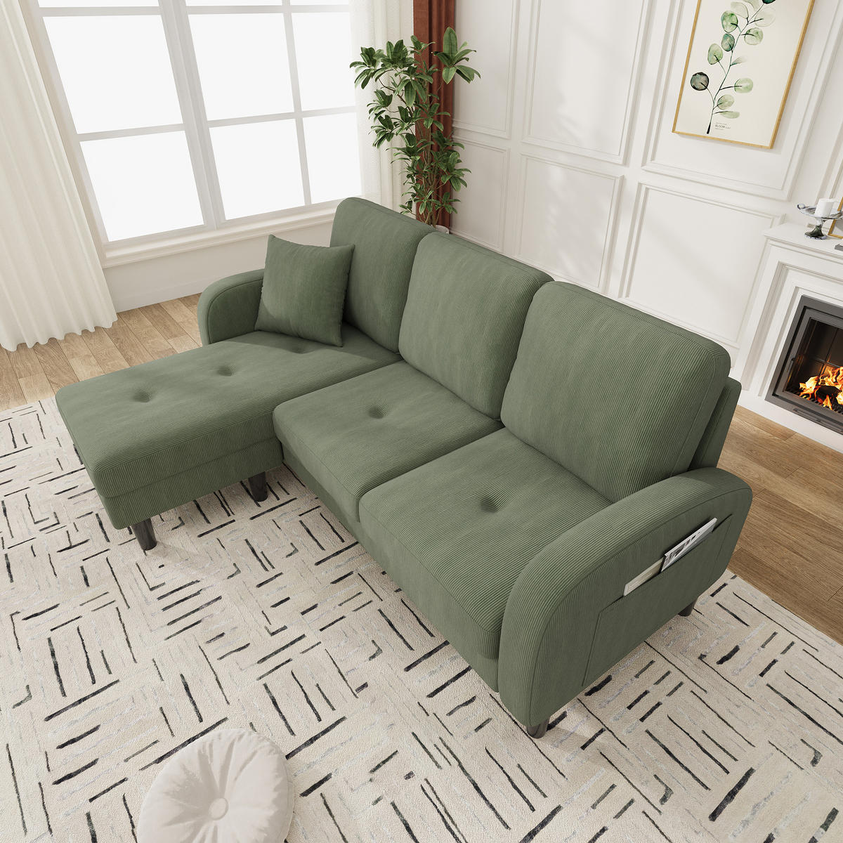 ECKSOFA 166/118/77 cm Grün mit Chaiselongue - Grün, Textil (166/118cm) - Oxeza