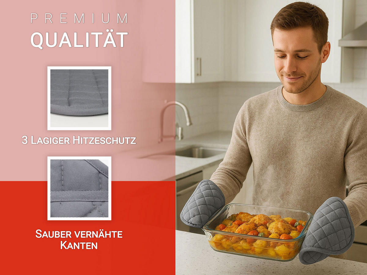 TOPFLAPPEN, 2er-Set, 24x24 cm, 100% Baumwolle, Grau - Grau, Textil (24/24cm) - Zollner