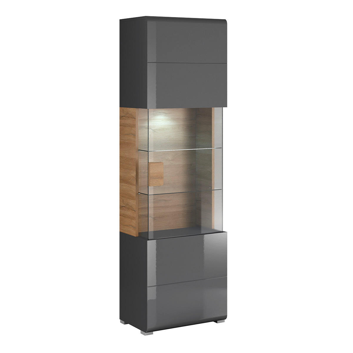 VITRINE Jules Grau und Holz - Grau, Holzwerkstoff (61/204/39cm) - Petits-meubles