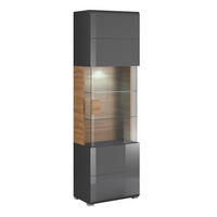 VITRINE Jules Grau und Holz - Grau, Holzwerkstoff (61/204/39cm) - Petits-meubles