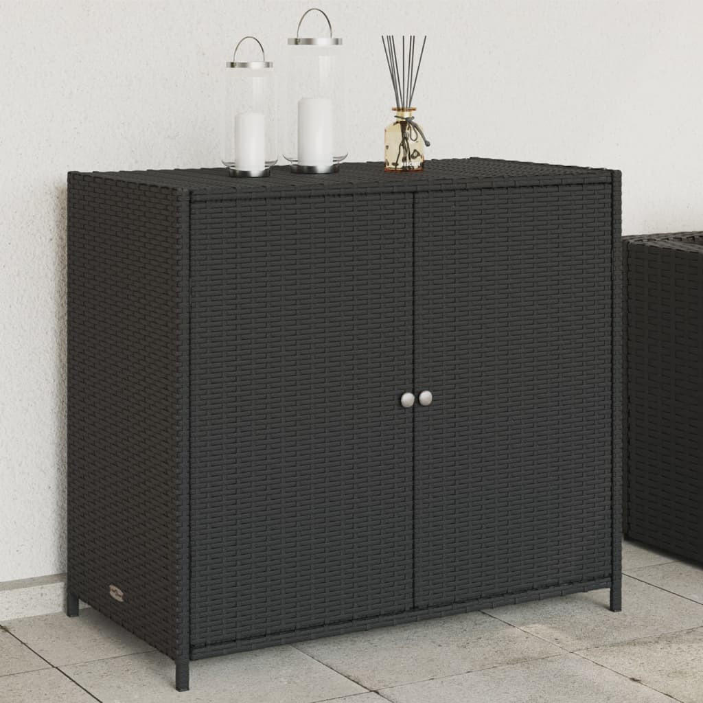 GARTENSCHRANK Schwarz 83x45x76 cm Poly Rattan - Schwarz, Kunststoff (83/76/45cm) - furnicato