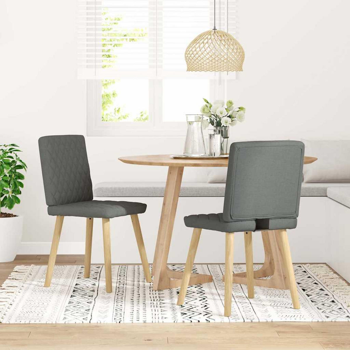 ESSZIMMERSTÜHLE 2 Stk. Dunkelgrau Stoff 45*54*86cm - Dunkelgrau, Metall (45/86/54cm) - ZMH