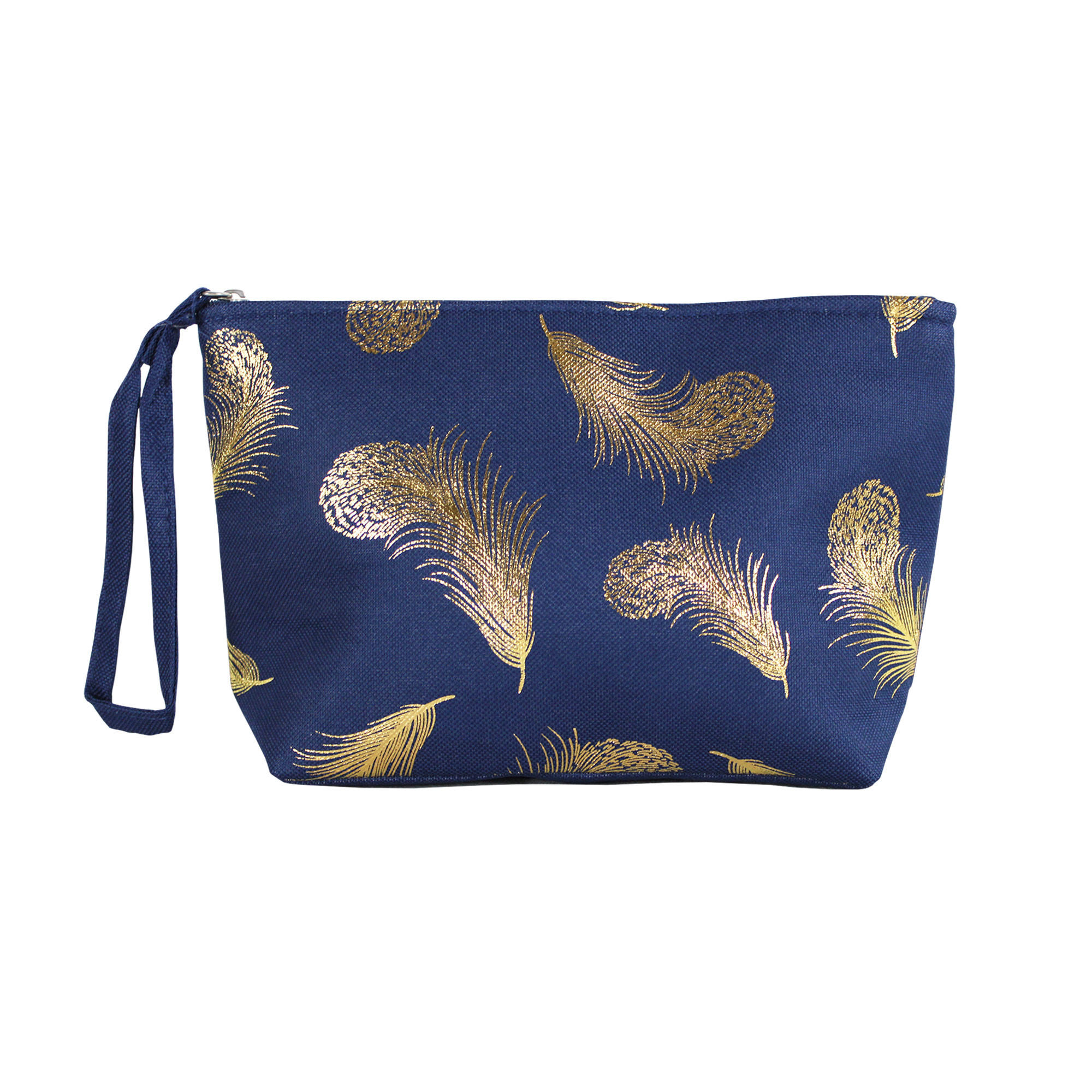 KULTURTASCHE Feder Motiv Blau - Blau, Textil (25/15/15cm) - TiborTex