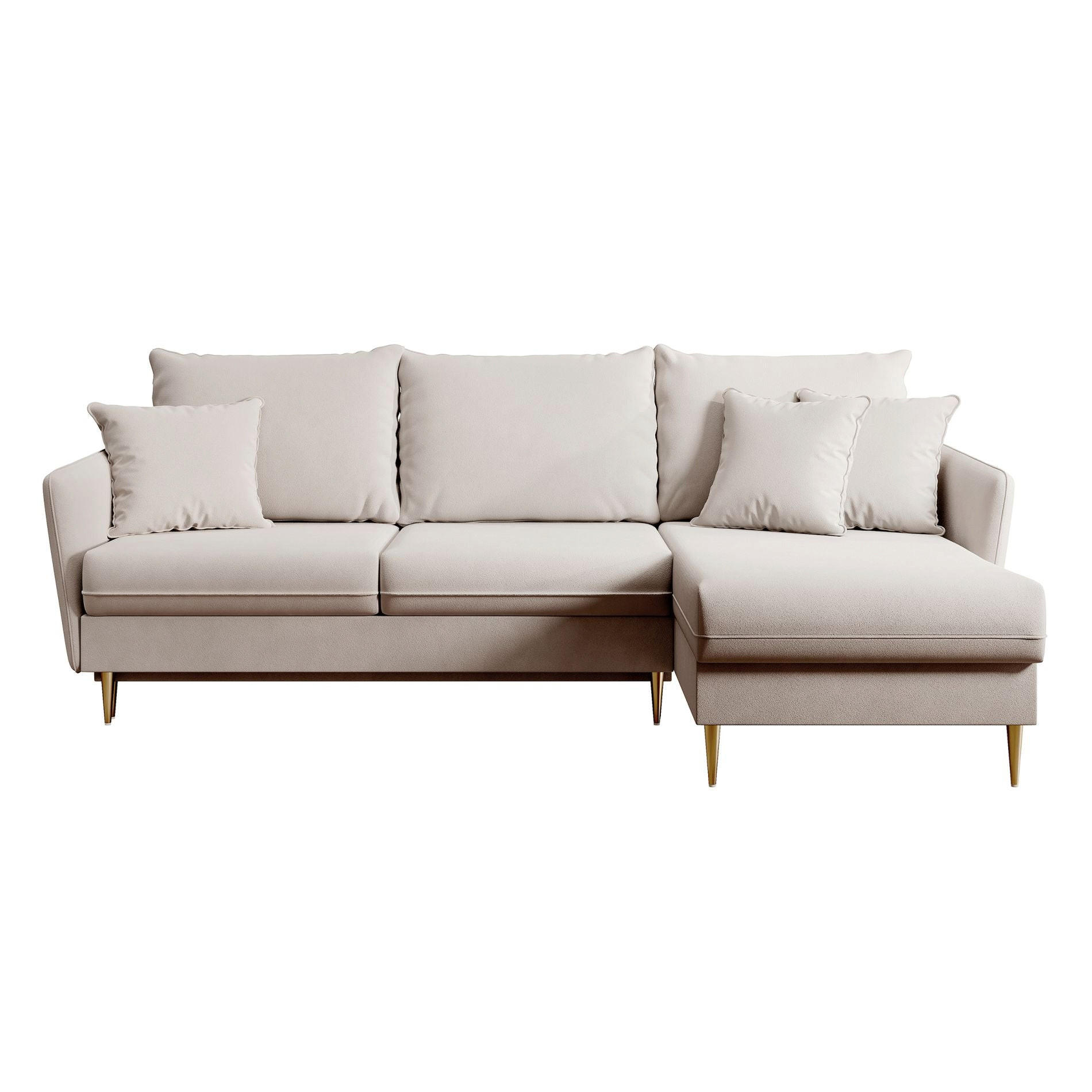 ROHOVÁ POHOVKA Volio béžový samet, 223 cm - zlatá/béžová, kov/textil (223/145cm) - Selsey