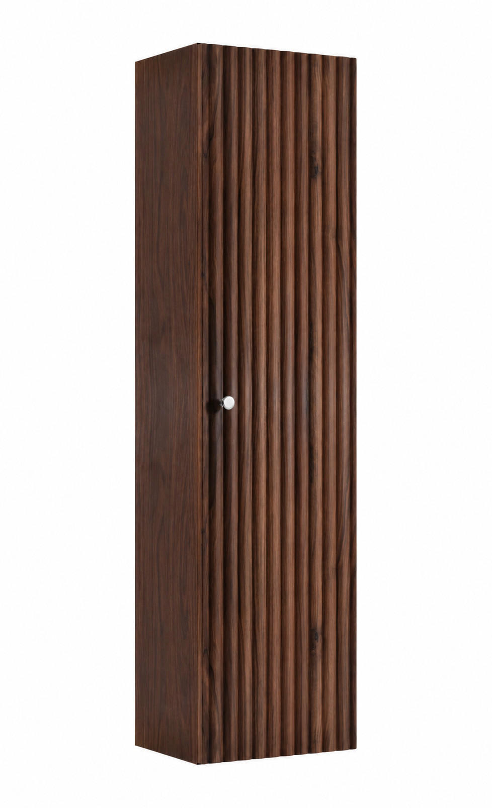 BADEZIMMER-HOCHSCHRANK: Nusseiche / Griffe Silber, 35 x 27 x 136 cm - Eichefarben/Silberfarben, Holzwerkstoff (35/136/27cm) - 3XE LIVING