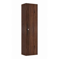 BADEZIMMER-HOCHSCHRANK: Nusseiche / Griffe Silber, 35 x 27 x 136 cm - Eichefarben/Silberfarben, Holzwerkstoff (35/136/27cm) - 3XE LIVING