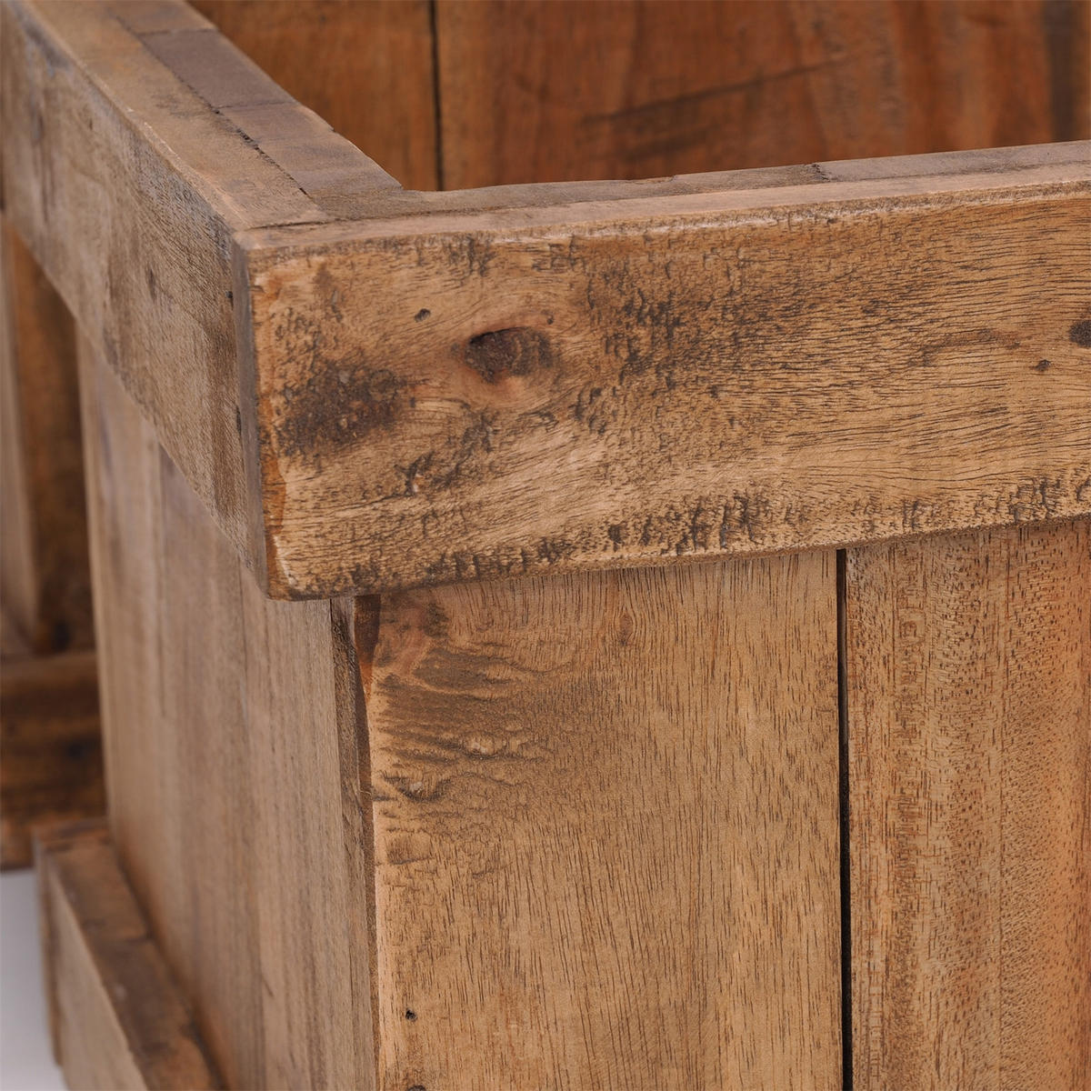 ÜBERTOPF-SET FLOWERPOT 3-tlg. Recyclingholz massiv, 2 verschiedene Größen naturfarben - Naturfarben, Holz (80/40/40cm) - DESIGN DELIGHTS