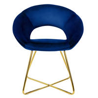 STUHL Samt blau - Blau, Metall (53/77/64cm) - ML-DESIGN
