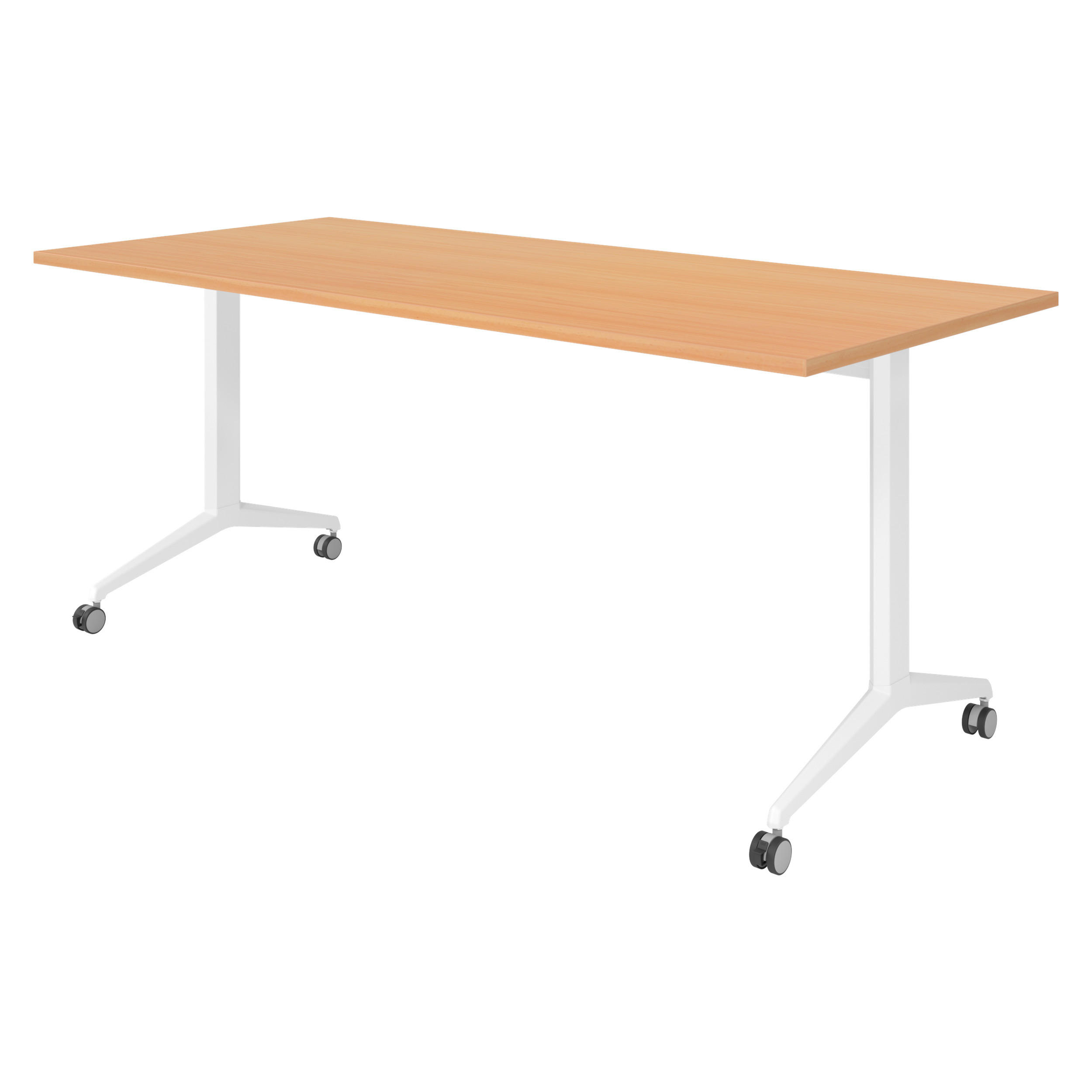 bümö Seminartisch Buche, Weiß 180x75x80 cm