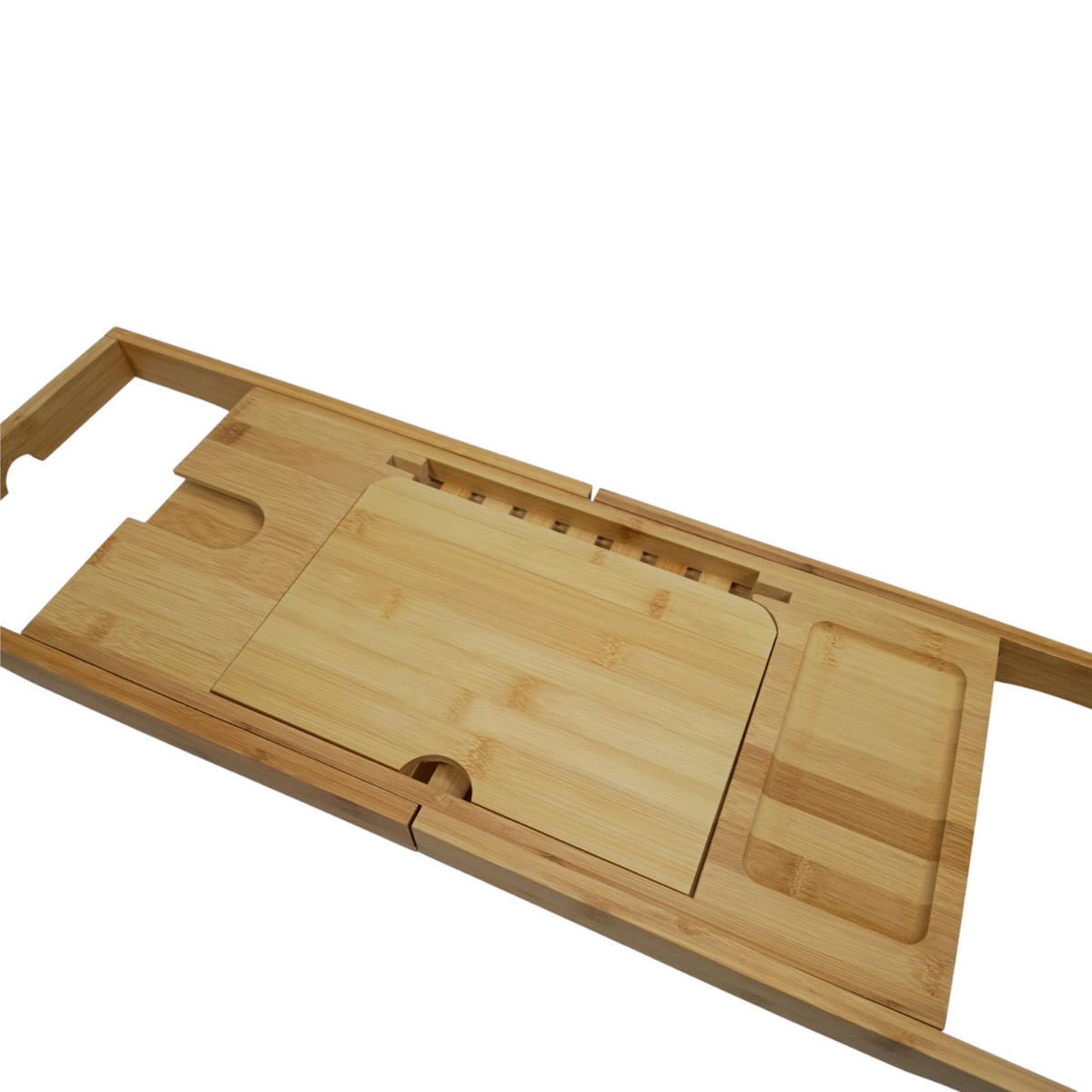 BADEWANNENABLAGE Bambus ausziehbar 70–104 x 23,5 x 4 cm mit Buchhalter und Ablagefächern - Naturfarben, Holz (70/4/23.5cm) - Begryf