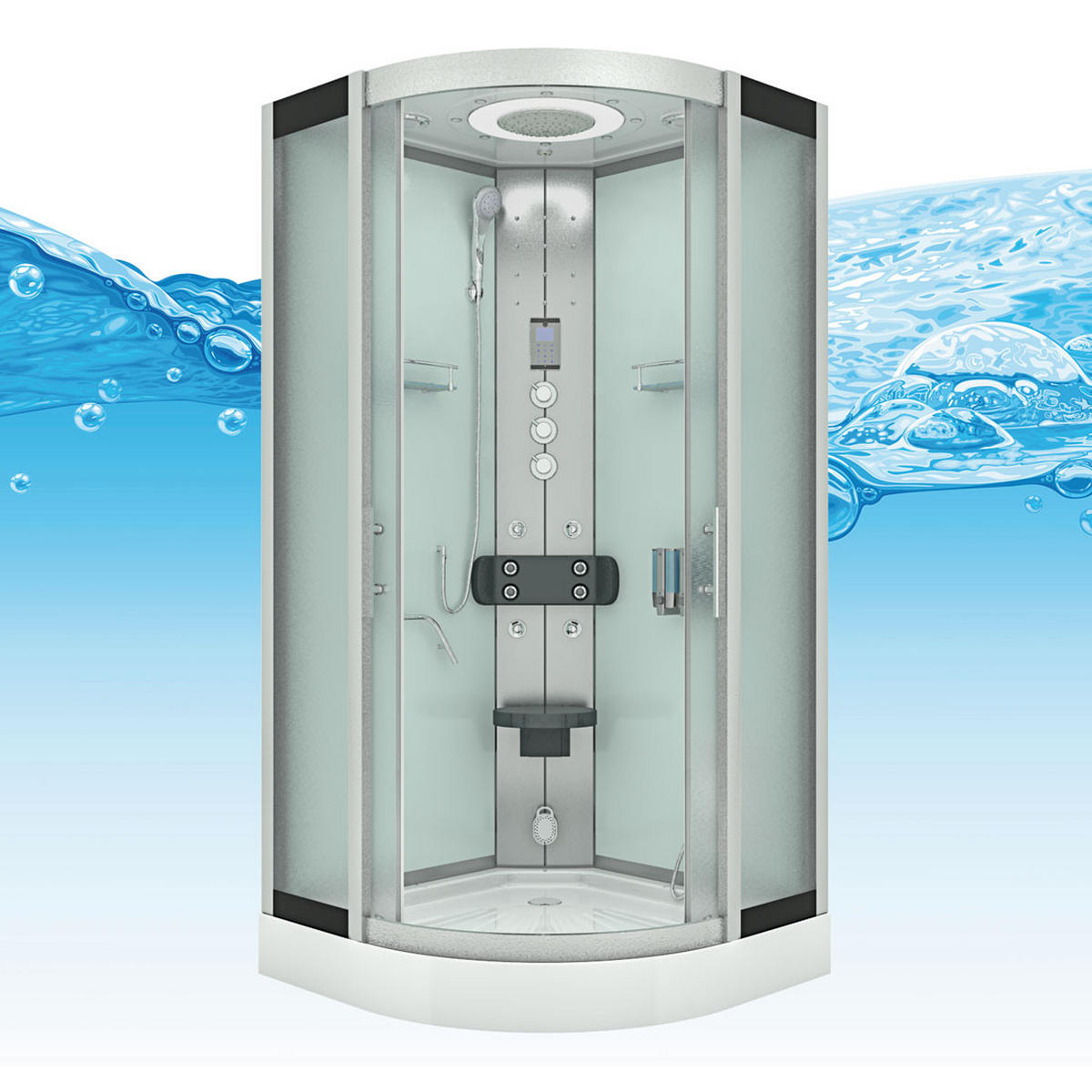 FERTIGDUSCHE Dusche D58-00M1 Weiß 80x80 - Weiß, Glas/Kunststoff (80/80/215cm) - AcquaVapore by Sandra Jentho