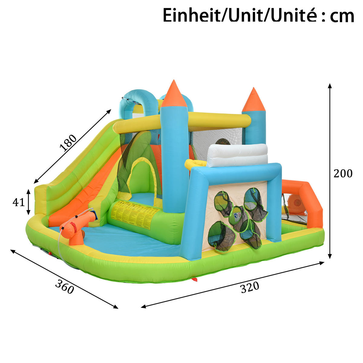HÜPFBURG Kinder 360x320x200 cm Rutsche Pool - Multicolor, Textil (320/360/200cm) - LEBENLANG