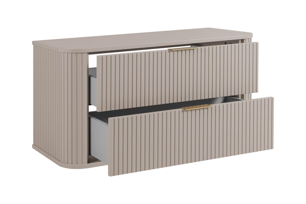 BADEZIMMERSCHRANK, Kaschmir + Goldener Griff, 41,5 x 100 x 51,7 cm - Kaschmir/Goldfarben, Holzwerkstoff/Kunststoff (100/51.7/41.5cm) - 3XE LIVING